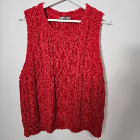 J. Crew Sweaters - J. Crew Women's Size M Red Cable Knit Sweater Vest Alpaca Wool Blend